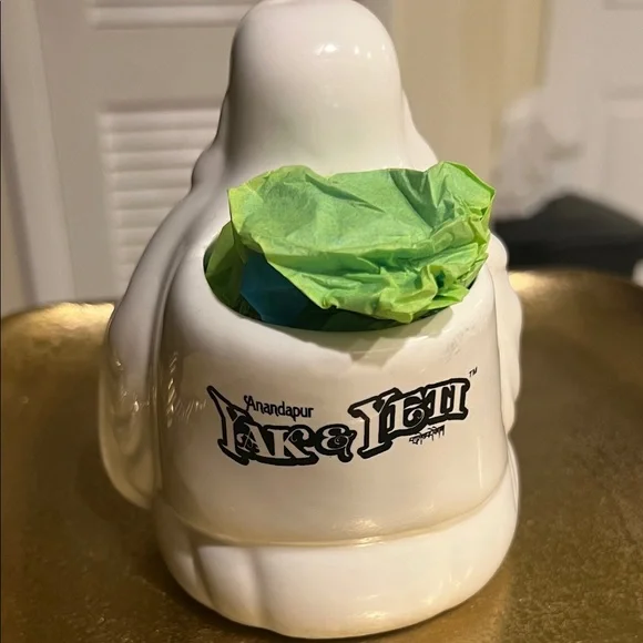 #1197** Lucky Buddha: Yak & Yeti White Ceramic Figurine - Picture 6 of 12